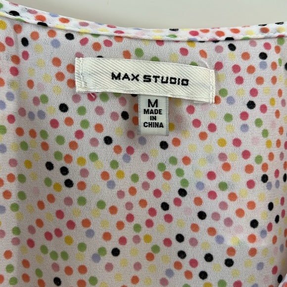 Max Studio Multi Color Polka Dot Blouse. - Picture 2 of 11